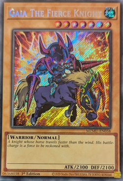 MZMU-EN058 Gaia the Fierce Knight Chibi Art Secret Rare 1st Ed NM YuGiOh Card - Image 1