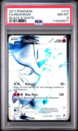 Reshiram #113 PSA 8 Full Art Pokemon Black & White 113/114 - Image 1