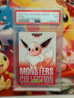 JAPANESE POKEMON CARD Eevee #133 Carddass Vending Series Red 1996 - PSA 7 - Image 1