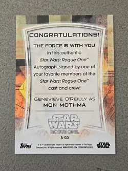 2016 Star Wars Rogue One "GENEVIEVE O'REILLY As MON MOTHMA" Autograph - Image 2