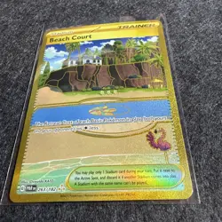 BEACH COURT 263/182 2023 Pokemon TCG Paradox Rift TRAINER GOLD HOLO HYPER RARE - Image 3