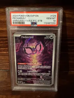 2024 POKEMON SHROUDED FABLE POKEMON CENTER ETB PROMO SVP #129 PECHARUNT PSA 10 - Image 1