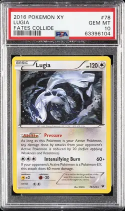 2016 POKEMON XY FATES COLLIDE #78 LUGIA PSA 10 - Image 1