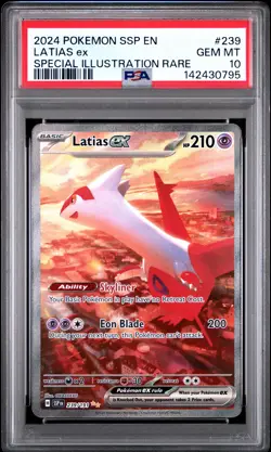 2024 POKEMON SSP EN-SURGING SPARKS SPECIAL ILLUSTRATION RARE LATIAS EX PSA 10 - Image 1