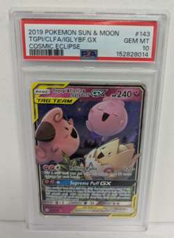 2019 Pokemon Sun & Moon #143 TGPI/CLFA/IGLYBF.GX Cosmic Eclipse PSA Mint 10 - Image 1