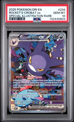 2025 POKEMON DRI EN-DESTINED RIVALS #234 TEAM ROCKET'S CROBAT EX PSA 10 - Image 1