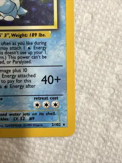 1999 Pokemon Blastoise Holo Base Set 2/102 Free Shipping - Image 4