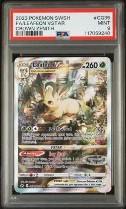 2023 POKEMON SWORD & SHIELD CROWN ZENITH #GG35 FULL ART/LEAFEON VSTAR PSA 9 - Image 1