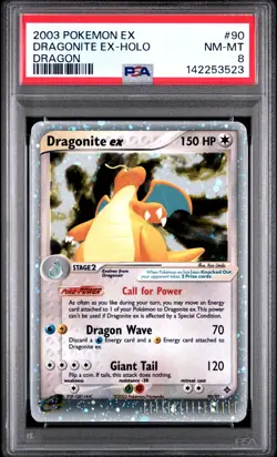 2003 POKEMON EX DRAGON #90 DRAGONITE EX-HOLO PSA 8 - Image 1