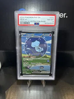 PSA 8 Mew ex 232/091 Sv: Paldean Fates Holo - Image 1