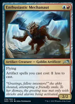 MTG Enthusiastic Mechanaut [Kamigawa: Neon Dynasty] Lightly Played Foil Magic - Image 1