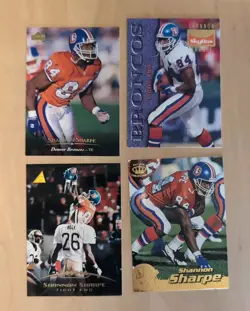Shannon Sharpe NFL Football Lot Of (4) Cards Denver Broncos - Image 1