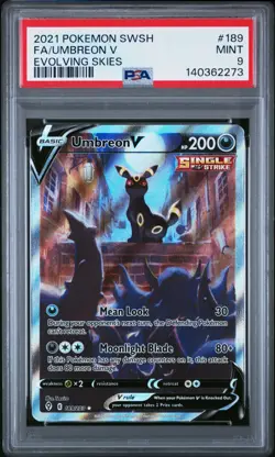 PSA 9 Umbreon V Alternate Art EVOLVING SKIES 189/203 MINT Graded Pokemon Card - Image 1