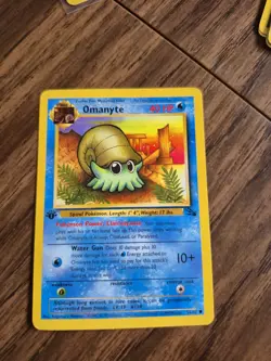 Pokemon TCG Omanyte 1st edition Fossil 52/62 Regular Wizards Base Set LP - Image 1