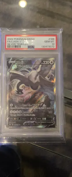Lugia v PSA 10 Gem Mint Alt Art 186/195 Silver Tempest Pokemon Card - Image 1