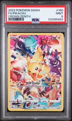 2023 POKEMON SWORD & SHIELD CROWN ZENITH #160 FULL ART/PIKACHU PSA 9 - Image 1