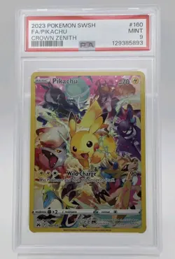 2023 POKEMON SWORD & SHIELD CROWN ZENITH #160 FULL ART/PIKACHU PSA 9 - Image 3