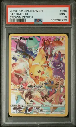 2023 POKEMON SWORD & SHIELD CROWN ZENITH #160 FULL ART/PIKACHU PSA 9 - Image 1