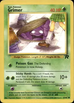 GRIMER 57/82 COMMON TEAM ROCKET POKEMON UNLIMITED LP - Image 1