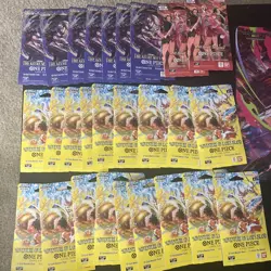 (27) One Piece Sleeved Booster Packs OP-15, OP-14, OB-3 Heroines, Kami, Azure - Image 1