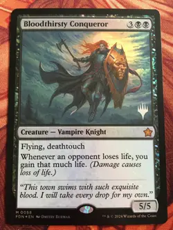 1x Bloodthirsty Conqueror - Promo Pack: Foundations Foil, Mythic, MTG, NM - Image 1