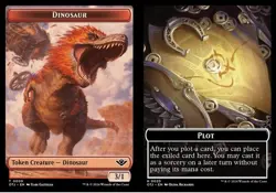 1x Dinosaur (9) // Plot (20) Token MTG Outlaws of Thunder Junction NM Magic Regu - Image 1