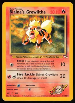 2000 GYM - HEROES BLAINE’S GROWLITHE BASIC/UNCOMMON #35 - Image 1