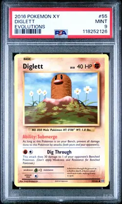 2016 POKEMON XY EVOLUTIONS #55 DIGLETT PSA 9 - Image 1