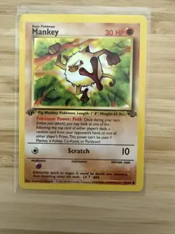 Mankey 55/64 1st Edition Jungle Set Pokemon Card WOTC 1999 - Image 1