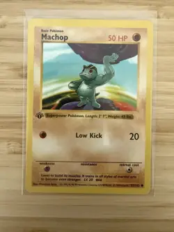 Machop 52/102 1st Edition Shadowless Base Set Common 1999 English Pokemon NM - Image 1