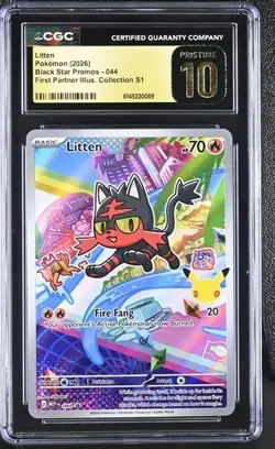 2026 Pokemon Litten #044 First Partner Illus Collection S1 CGC Pristine 10 - Image 1