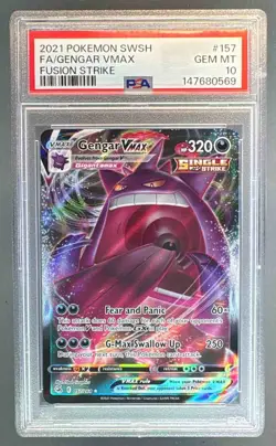 2021 Pokemon Sword & Shield Fusion Strike 157 Gengar VMAX PSA 10 147680569 - Image 1