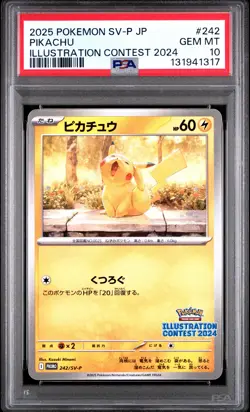 2025 POKEMON JAPANESE SV-P PROMO ILLUSTRATION CONTEST 2024 #242 PIKACHU PSA 10 - Image 1