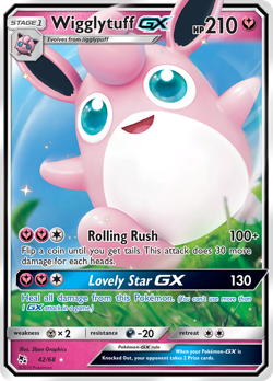 WIGGLYTUFF GX 42/68 GX RARE HIDDEN FATES POKEMON NEAR MINT - Image 1