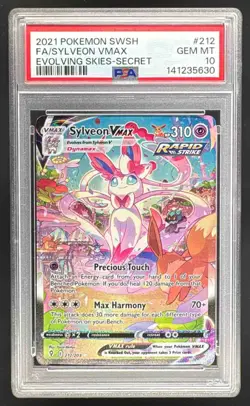2021 Pokemon Sword & Shield Evolving Skies 212 Sylveon VMAX PSA 10 141235630 - Image 1