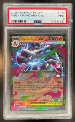 Mega Charizard X ex 2025 Pokemon Phantasmal Flames #013/094 Double Rare PSA 9 - Image 1