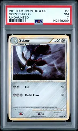 2010 POKEMON HEARTGOLD & SOULSILVER UNDAUNTED #7 SCIZOR-HOLO PSA 7 - Image 1