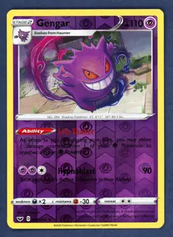 Gengar 085/202 Holo Rare Sword & Shield Pokemon Reverse Holo Lightly Played - Image 1