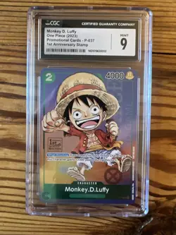 Monkey D. Luffy P-037 One Piece Promo TCG 1st Anniversary Stamped Foil CGC 9 - Image 1