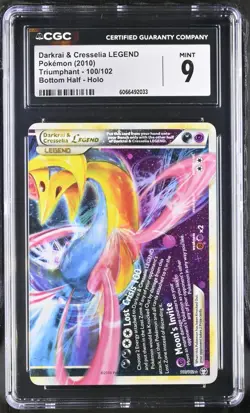 Darkrai & Cresselia Legend (Bottom) CGC 9 100/102 Triumphant Holo Pokemon Card - Image 1