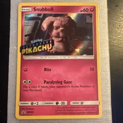 Pokemon TCG Snubbull Detective Pikachu SM200 Promo Stamped Holo Card English - Image 1