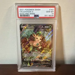 Pokemon 2021 SWSH Evolving Skies Leafeon v Alt Art Card PSA 10 167/203 - Image 1