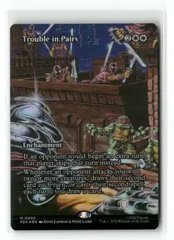 Trouble in Pairs (Borderless) 3 TMNT Magic: The Gathering Foil NM - Image 1