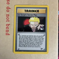 LT Surges Secret Plan 107/132 Gym Challenge Rare Vintage WOTC Pokemon Card - NM - Image 2