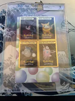 Pokemon 1999 Hasbro Toy Wishes Gengar/Pikachu/Poliwhirl/WigglyTuff - BGS 5 UNCUT - Image 3