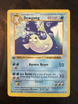 Pokemon TCG Dewgong 025/102 Base Set (Shadowless) 1st Edition - Image 1