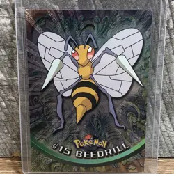 NM Pokemon #15 BEEDRILL 1999 TOPPS TV Animation Holo ALTERNATE Foil - Image 1