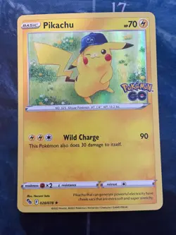 POKEMON CARD PIKACHU 028/078 RARE HOLO SHINY FOIL TCG GO SET - Image 1