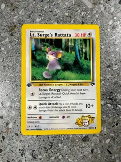 Pokemon TCG Cards 1st Edition Lt. Surge's Rattata 85/132 Gym Challenge NM-M - Image 1