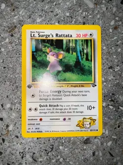 Pokemon TCG Cards 1st Edition Lt. Surge's Rattata 85/132 Gym Challenge NM-M - Image 3